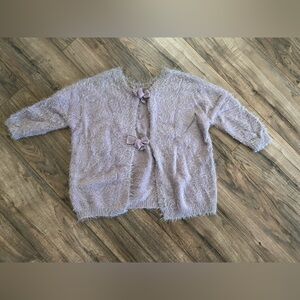 Monnalisa Open-Back Soft Faux Fur Sweater. Girls 12